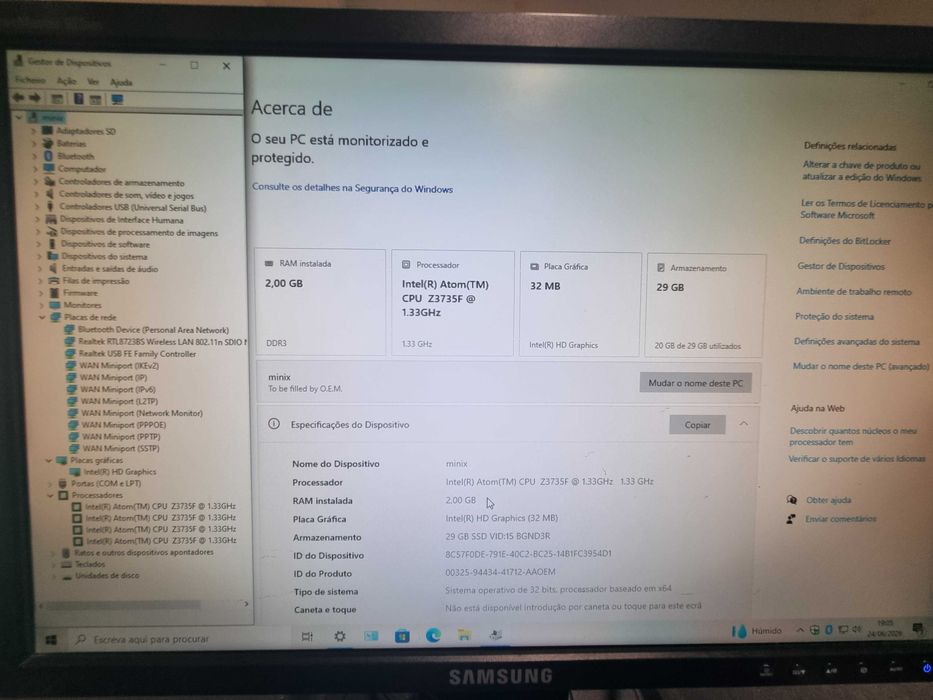 Minix NEO Z64 - Intel + 2GB + 32GB + wifi + BT - BOX Windows, como nova e revista