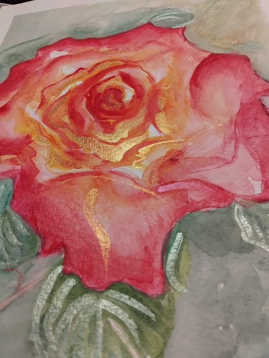 "Róża" obraz akwarela
