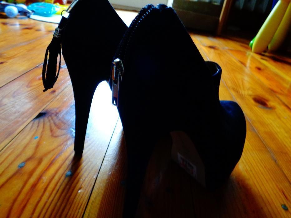 Czarne BOTKI PLATFORMA,SZPILKA !!!New Look rozm.40,zamszowe,PROMOCJA