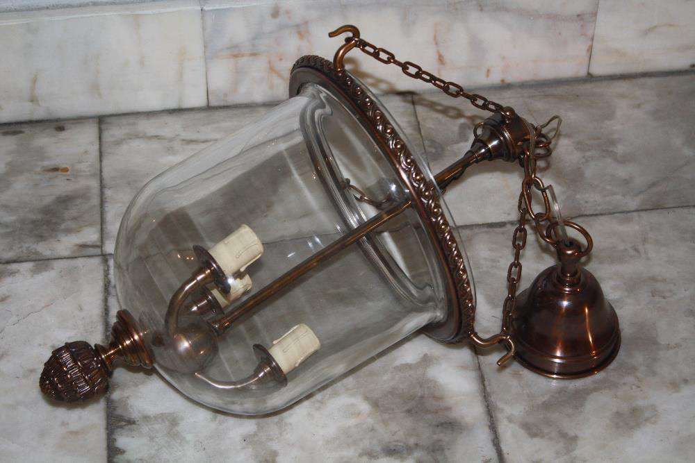 Candeeiro em bronze com 3 velas