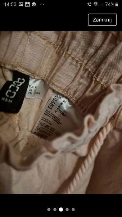 Spodnie bawełniane 100%, spodnie szerokie bawełniane rozm L