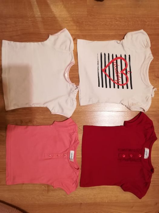 4x koszulka bluzka 3-12 mcy krótki rękaw zestaw paka