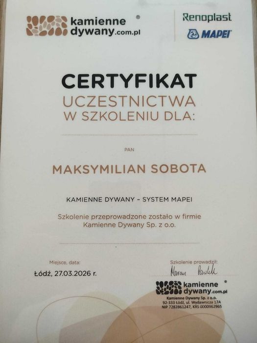 Kamienne dywany, tarasy, schody, posadzki żywiczne, systemy garażowe.