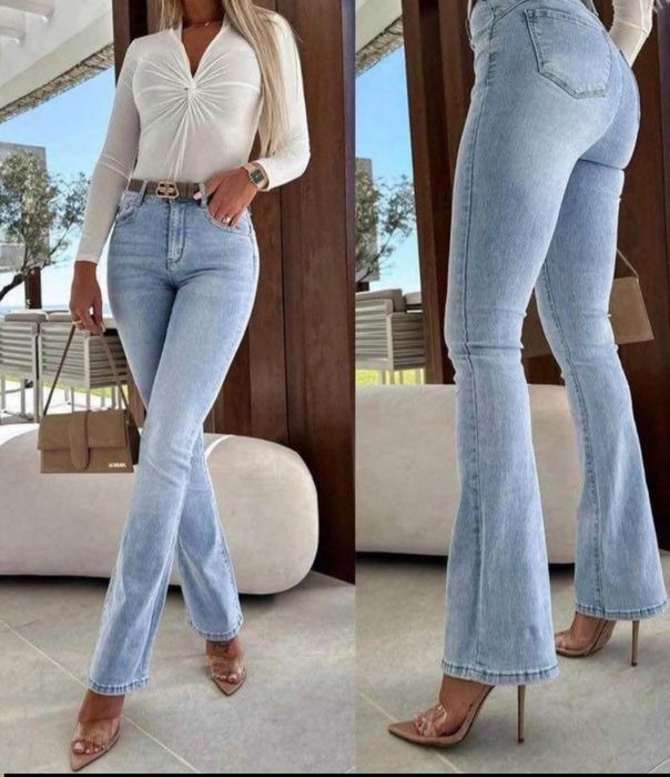 Spodnie damskie jeansowe jeansy flare dzwony push up hit viral style new hot Basic must have nowe