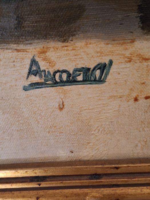 Barcos excelente grande quadro tela a oleo  emoldurado 102 x 75