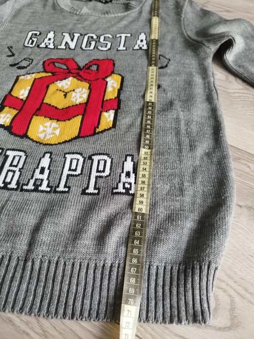 R.L szary męski sweter prezent gangsta wrappa