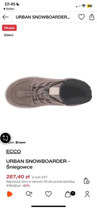 Buty Ecco zimowe 28