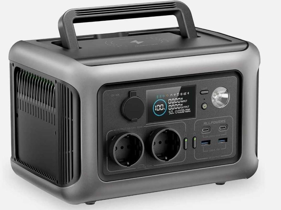 Estação Energia Portátil 600W/1200W LifePo4 + Painel Solar Dobrável