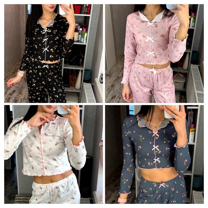 4 цвета піжама жіноча женская штани кофта домашній пижама женская S М