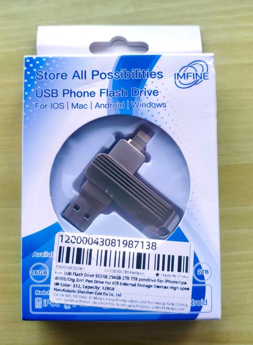 Pendrive USB 128 GB  do iPhone'a/ipad/IOS/Otg 2w1