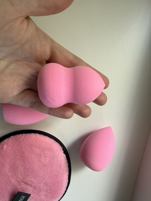 Бʼюті блендер 3шт спонж для макіяжу 3шт + спонж для зняття макіяжу