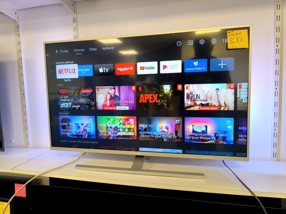Philips 43 cale 3xambilight 4K android UHD Smart WiFi DVB-T2 43PUS8535 gwarancja 3m telewizor