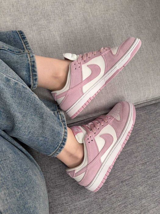 Кеди Nike SB Dunk White Pink Velvet Lilac Pink Corduroy | кросівки Найк СБ Данк Лов рожевого кольору вельвет