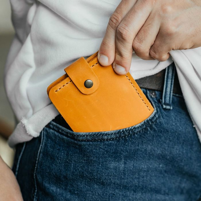 Чоловічий гаманець шкіряний Beefold рудий