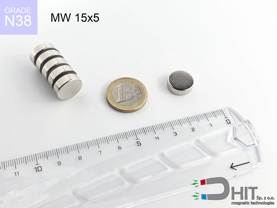 MW 15x5 [N38] - magnes okrągły mocny 16 szt.