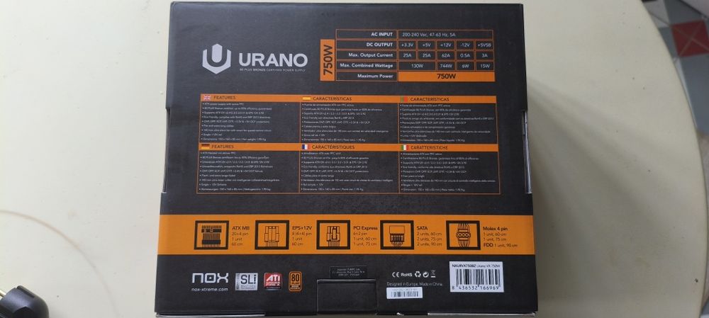 Fonte de alimentação NOX Urano 750W 80+ Bronze