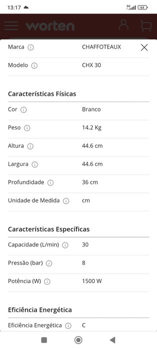 Termoacumulador CHAFFOTEAUX Como novo