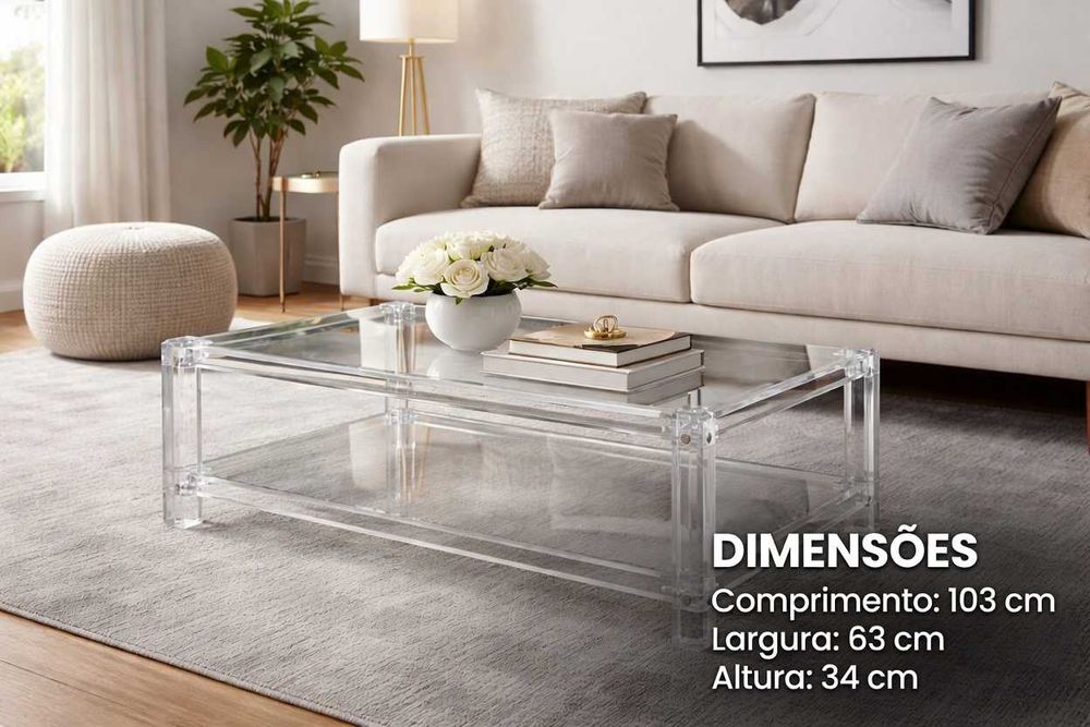 Mesa de Centro em Acrílico – Moderna e Elegante