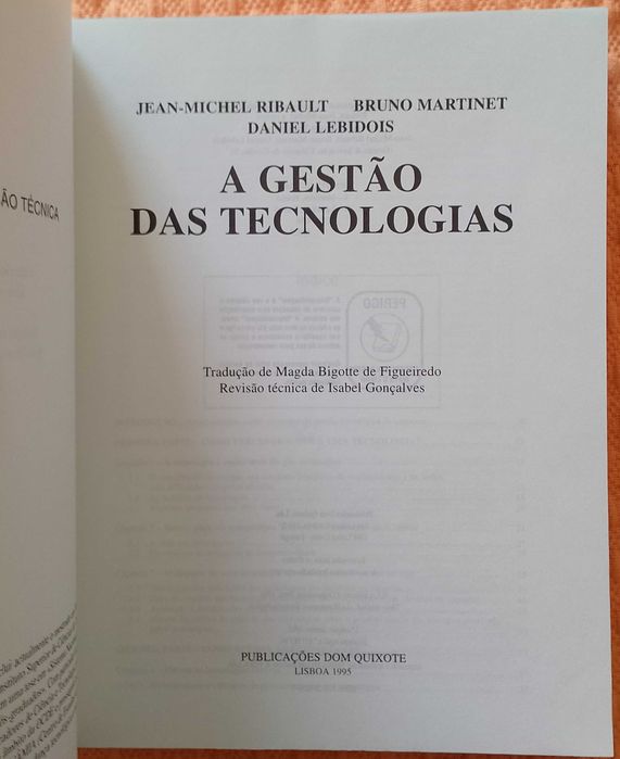 A gestão das tecnologias, Jean-Michel Ribault, Bruno Martinet