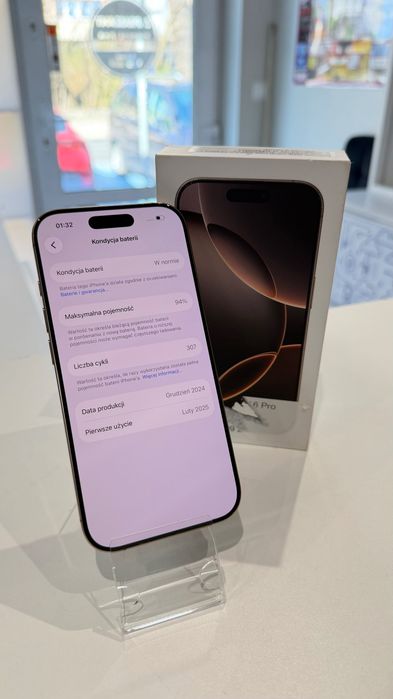 Telefon iPhone 16 Pro 128 GB 94% 92%  Dworcowa Gwarancja Apple Kolory