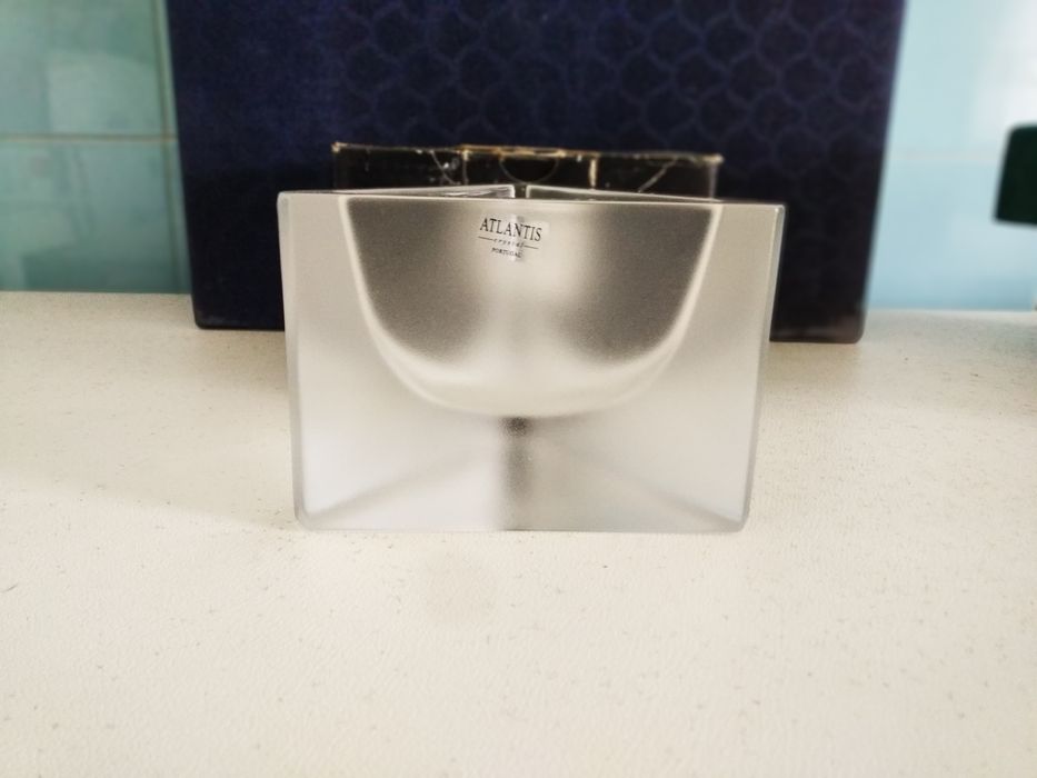 Vintage, guarda-jóias em vidro cristal