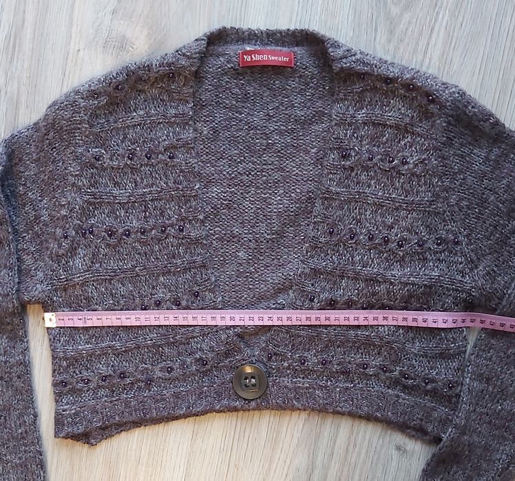 Śliwkowe bolerko z perełkami L