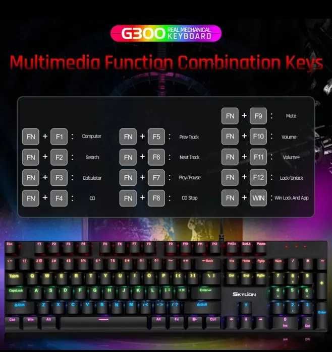 Teclado Gaming Mecânico Skylion G300 RGB – Novo