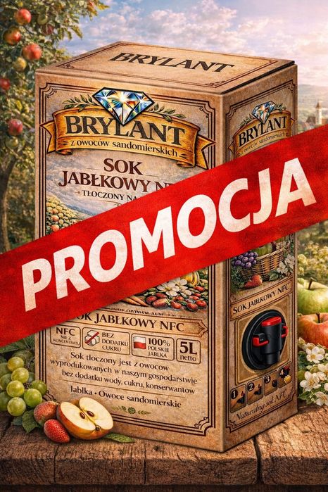 Naturalny sok jabłkowy  5 l NFC tłoczony z jabłek z naszego sadu