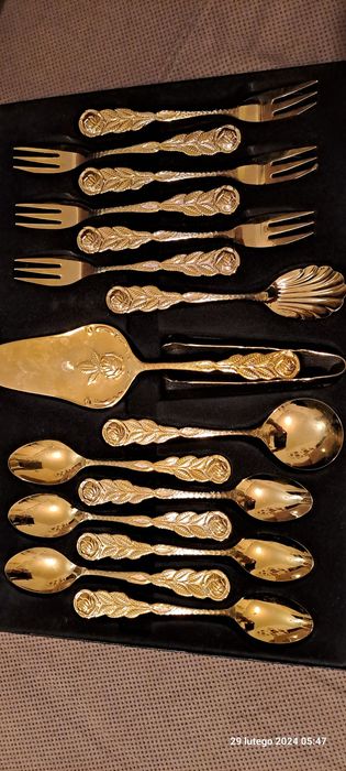 sztućce pozłacane 24 k