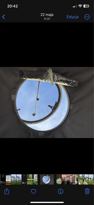 Okno okrągłe typu bulaj, glamping, namiot