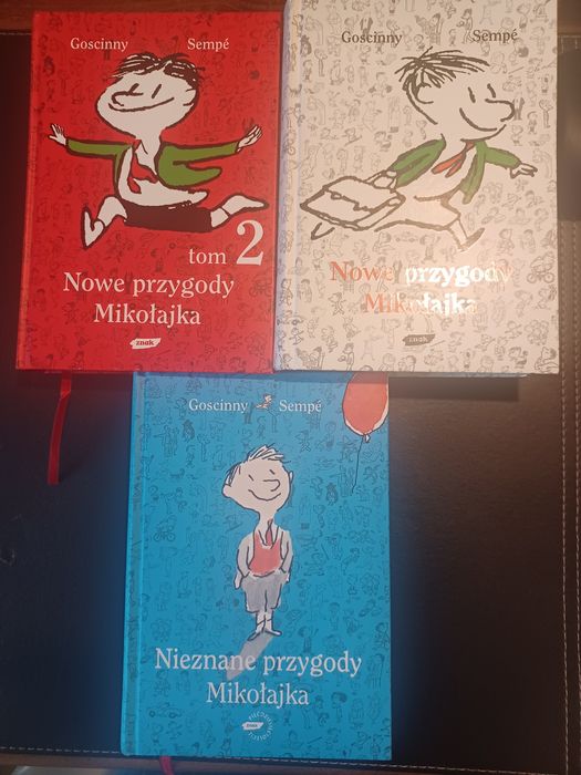 Zestaw trzech książek z serii :"Nowe przygody Mikołajka" i "Nieznane przygody Mikołajka"autorstwa Rene Goscinny&Jean Jacques Sempe,
