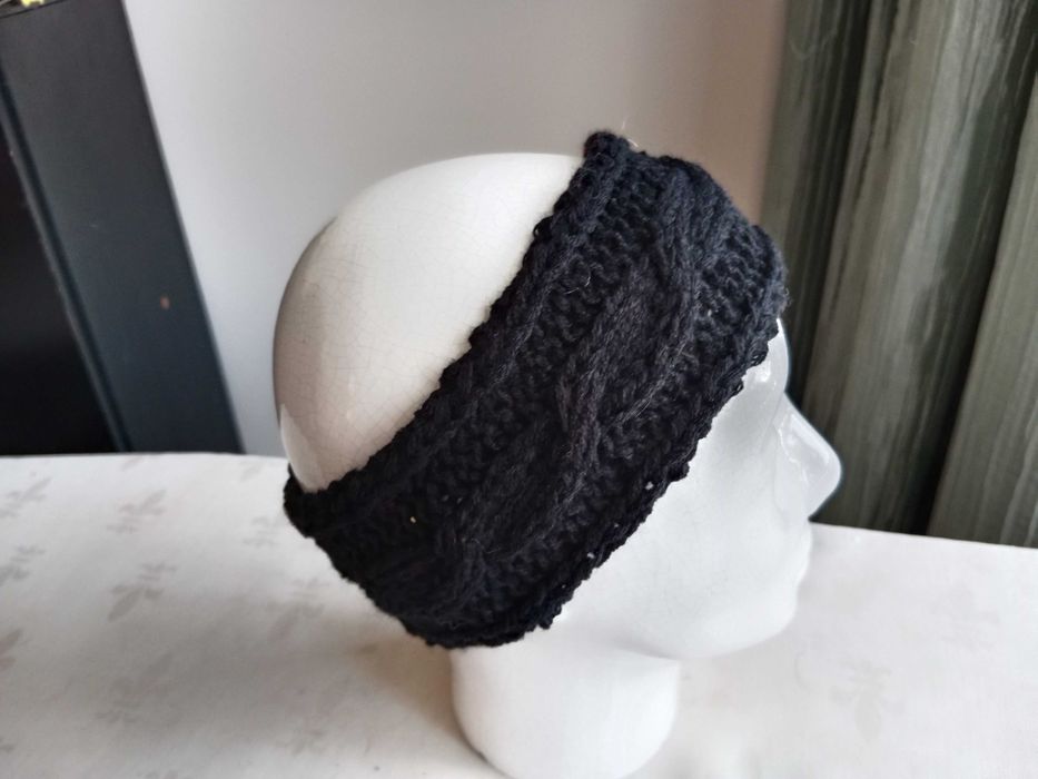 opaska handmade na głowę włosy uszy czapka czarna
