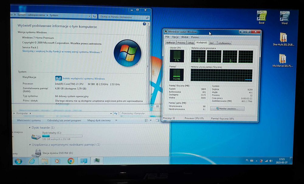 Laptop Asus K52F i3 4x2,53GHz 4GB RAM/ 250hd Sprawny 100%