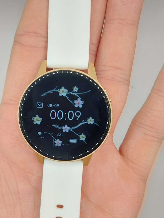 Smartwatch i179 złoty z białym paskiem – nowy, z pudełkiem