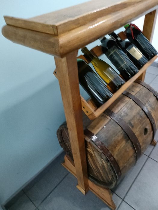 Stara BECZKA NA WINO ze stojakiem ręcznie robionym
