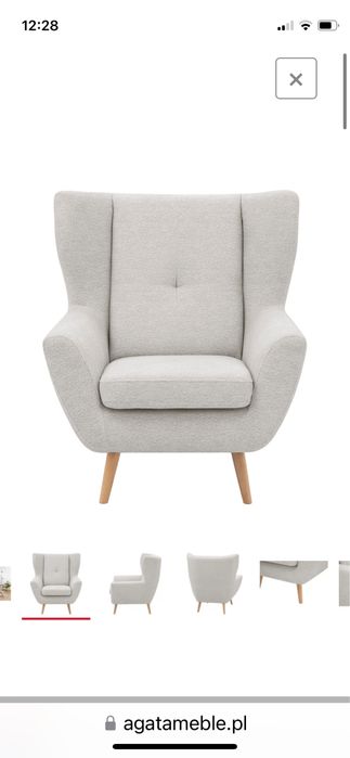 Fotel uszak Agata Meble Moren kremowy boucle