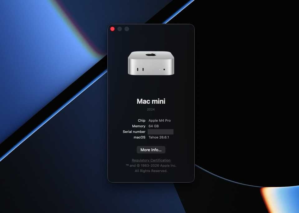 Apple Mac mini M4 Pro 64GB RAM / 2TB SSD - 14C/20C / stan doskonały