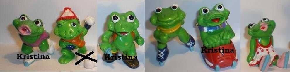 *_* Zestaw 6 sztuk Żabki Zimowe figurki kinder niespodzianki