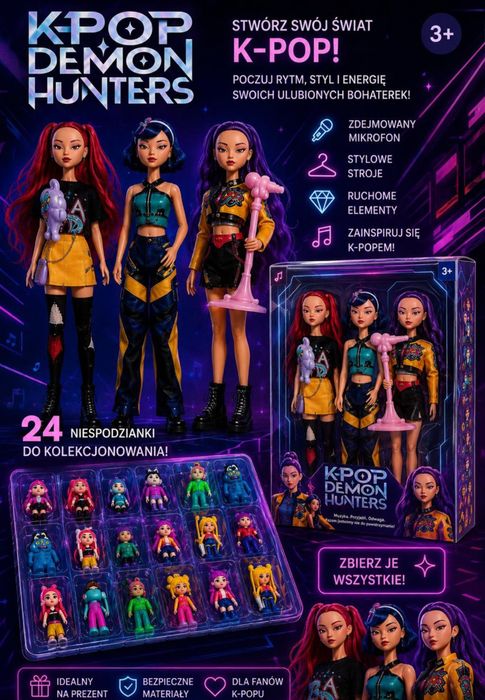 KPOP Demon Hunters - Zestaw Lalek + Mini Figurek 24 pcs