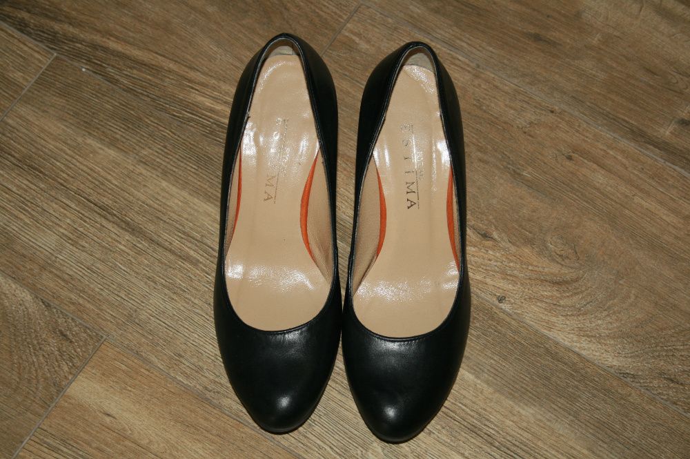 ryłko estima czarne eleganckie szpilki do biura skóra super stan 36