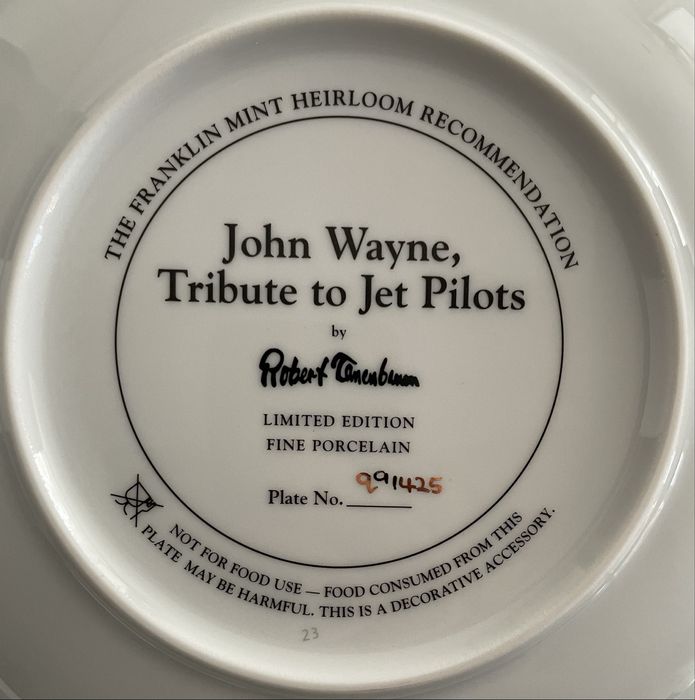 Talerz Kolekcjonerski Franklin Mint John Wayne „Tribute To Jet Pilots”