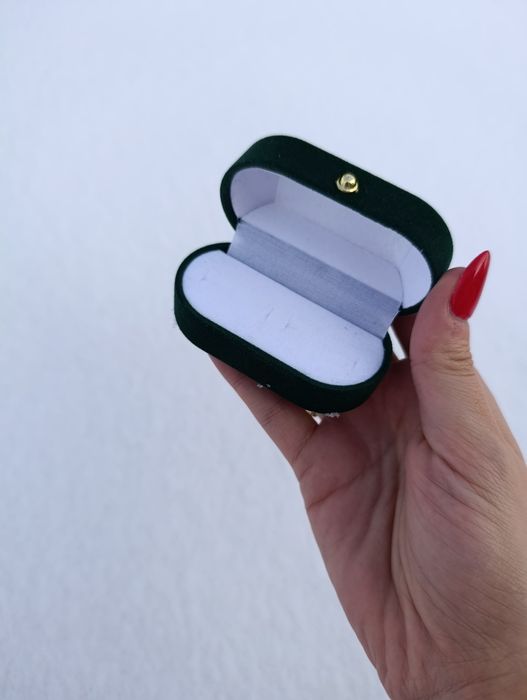 Pudełko na obrączki ślub wesele złoto zieleń Glamour  aksamit welur