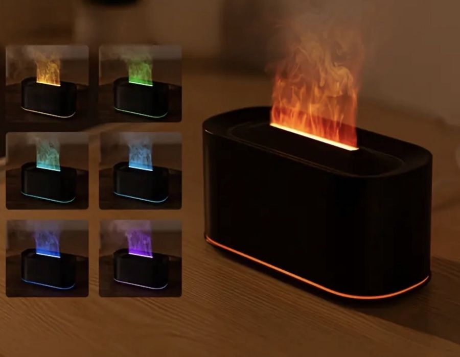 Dyfuzor zapachowy nawilżacz powietrza i symulacja płomieni czarny
