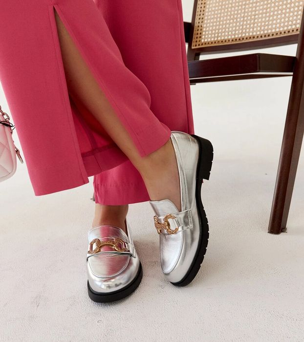 Srebrne mokasyny z cyrkoniami Aleyna