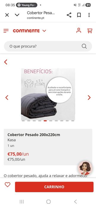 Cobertor pesado kasa 200 x  220 cm