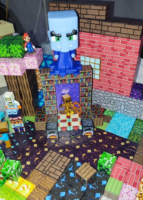 Klocki magnetyczne typ Minecraft 112szt 3figurki, Mocny magnes!!!