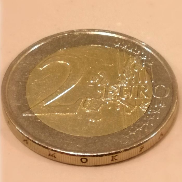 Moeda de 2€ grega do ano 2002 com marca “S”