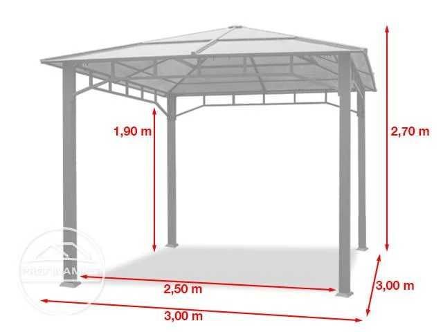 Pawilon ogrodowy Hardtop Sunset Deluxe ciemno-szary 3x3m