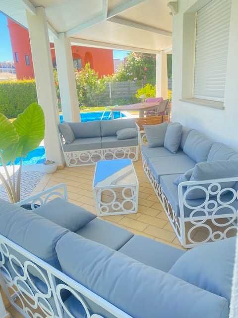 Salao de jardim exterior  branco en metal
