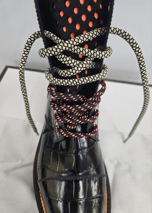 Czarne pomarańczowe buty wokery Sebastian Milano skóra